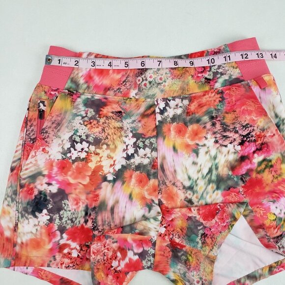 Athleta Brooklyn Printed Floral Shorts Womens 2 Pink Orange Zip Pocket Active - Picture 7 of 9